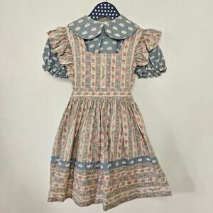 Vintage Ellen Miklas Bunny Jumper Dress Shirt Outfit 3T Pink‎ Blue Cottagecore